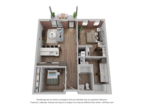 Floor plan for 2 beds, 2 baths, 938 sqft